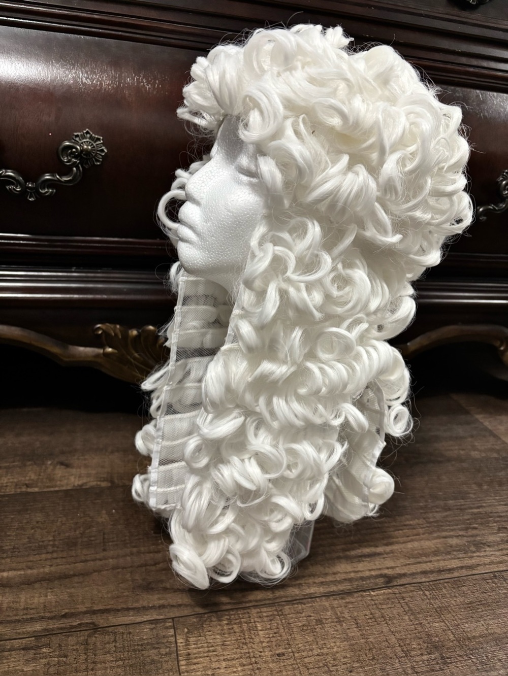 Lawyer Wig White Colonial Historical Judge Wig Hear Cap Long Curly Men’s NEW